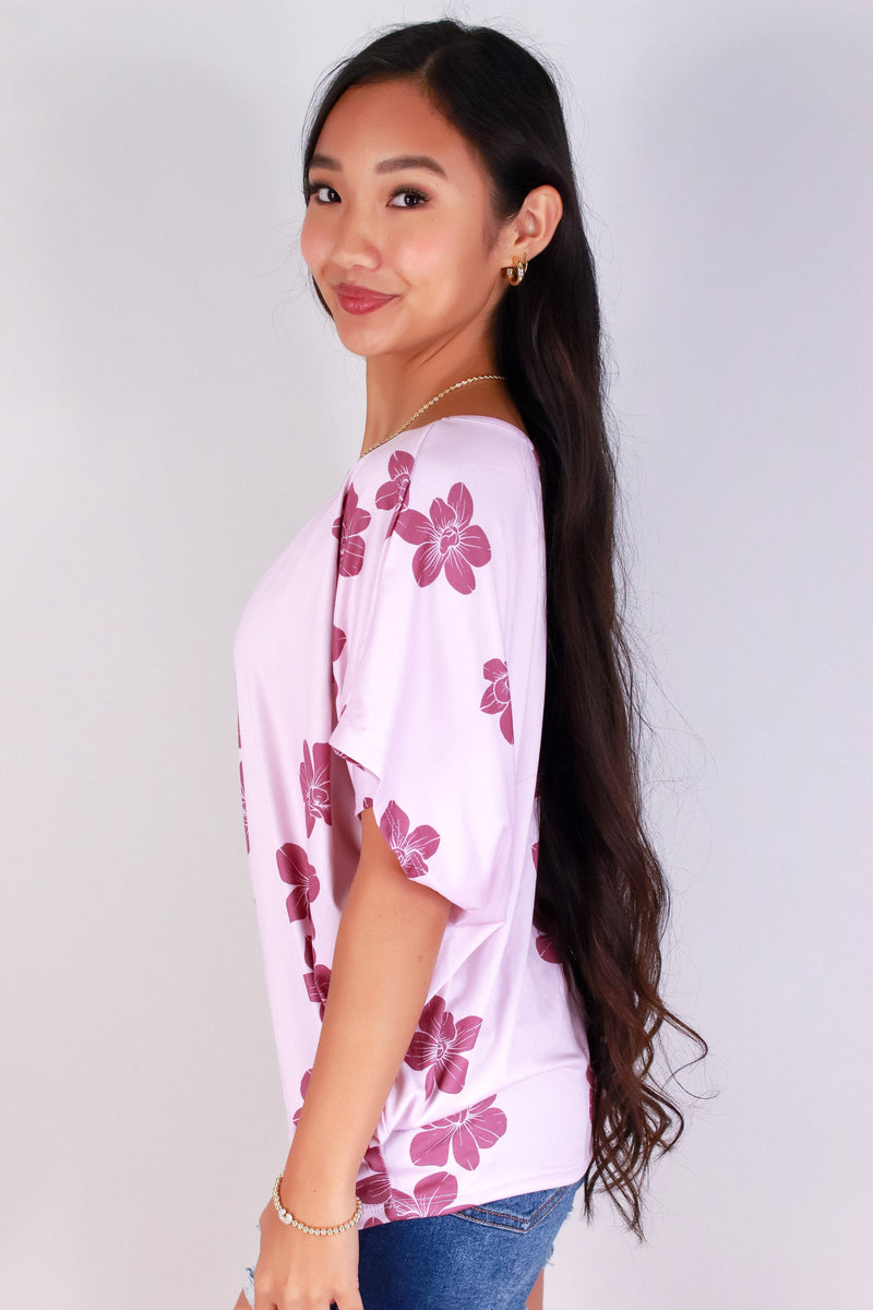 Jeans Warehouse Hawaii - SS PRINT - ORCHID DOLMAN TOP | By LUZ
