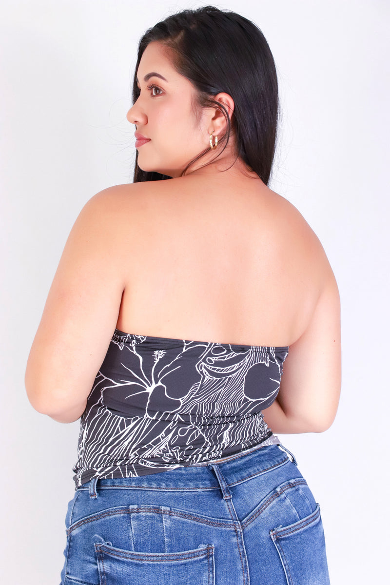 Jeans Warehouse Hawaii - PLUS PRINTED S/L - SECRET GARDEN TUBE TOP | By ZENOBIA
