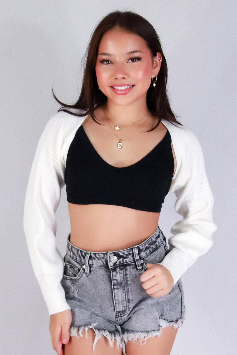 Jeans Warehouse Hawaii - SOLID LONG SLV CARDIGANS - ADD IT TO THE LIST BOLERO SWEATER | By PAPERMOON/ B_ENVIED