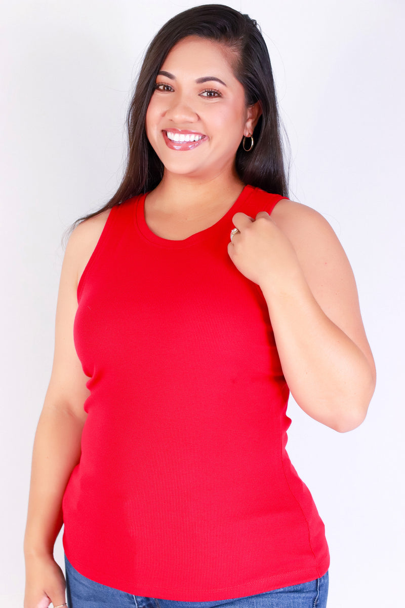 Jeans Warehouse Hawaii - PLUS BASIC RIB TANKS - ONE MORE CHANCE TOP | By CRESCITA APPAREL/SHINE I