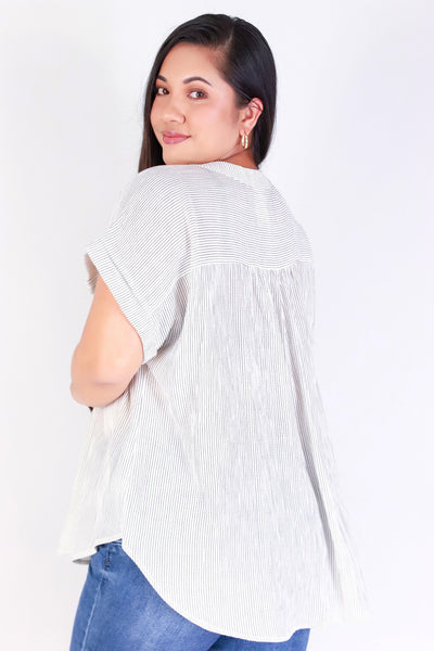 Jeans Warehouse Hawaii - PLUS PRINTED S/S - STRIPED OUT TOP | By ACTIVE USA