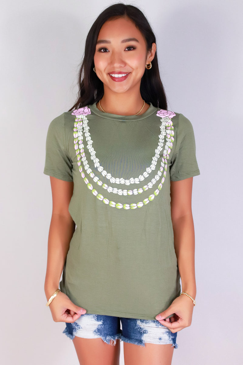 Jeans Warehouse Hawaii - S/S SCREEN - LOKELANI PIKAKE LEI TEE | By LUZ