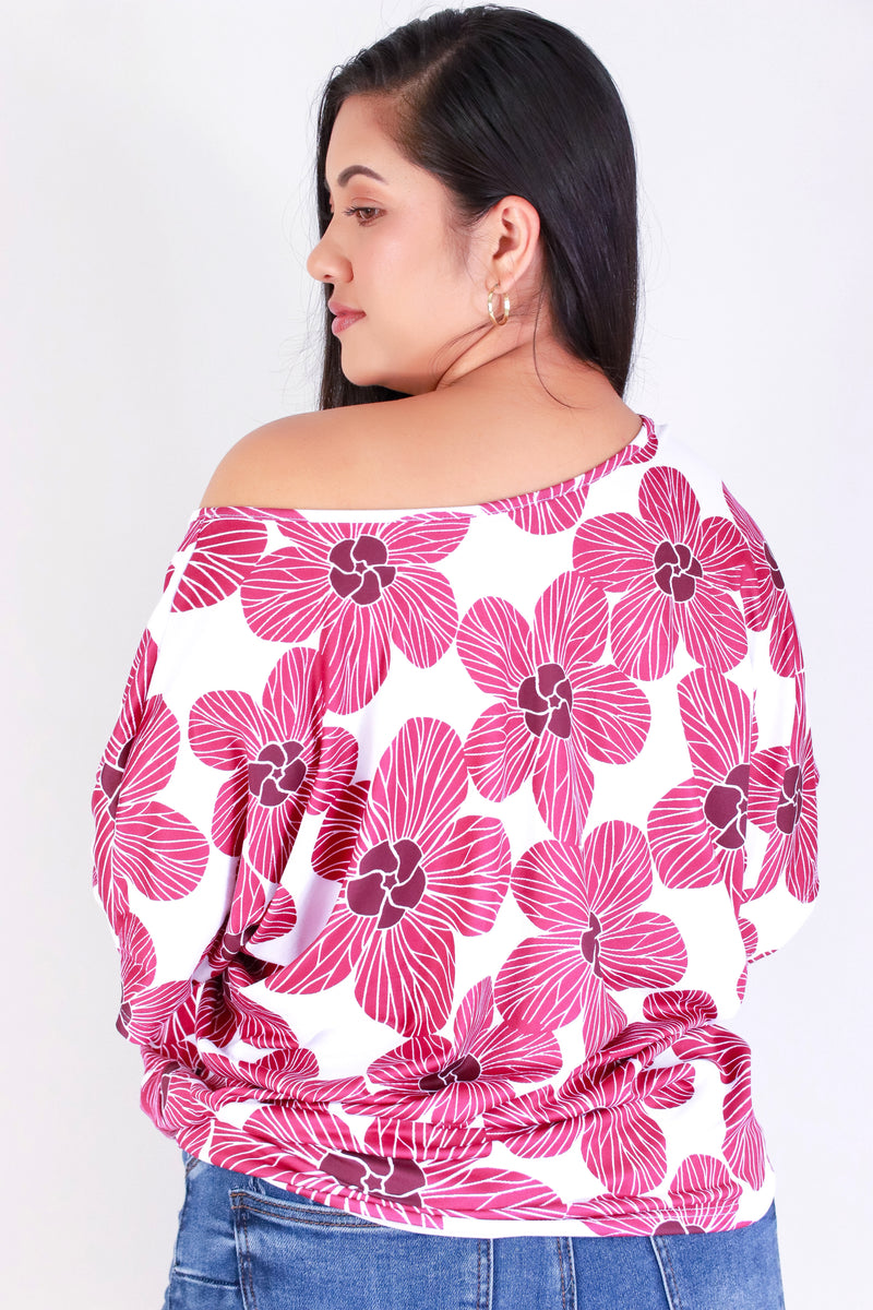 Jeans Warehouse Hawaii - PLUS PRINTED S/S - HAU FLOWER DOLMAN TOP | By LUZ
