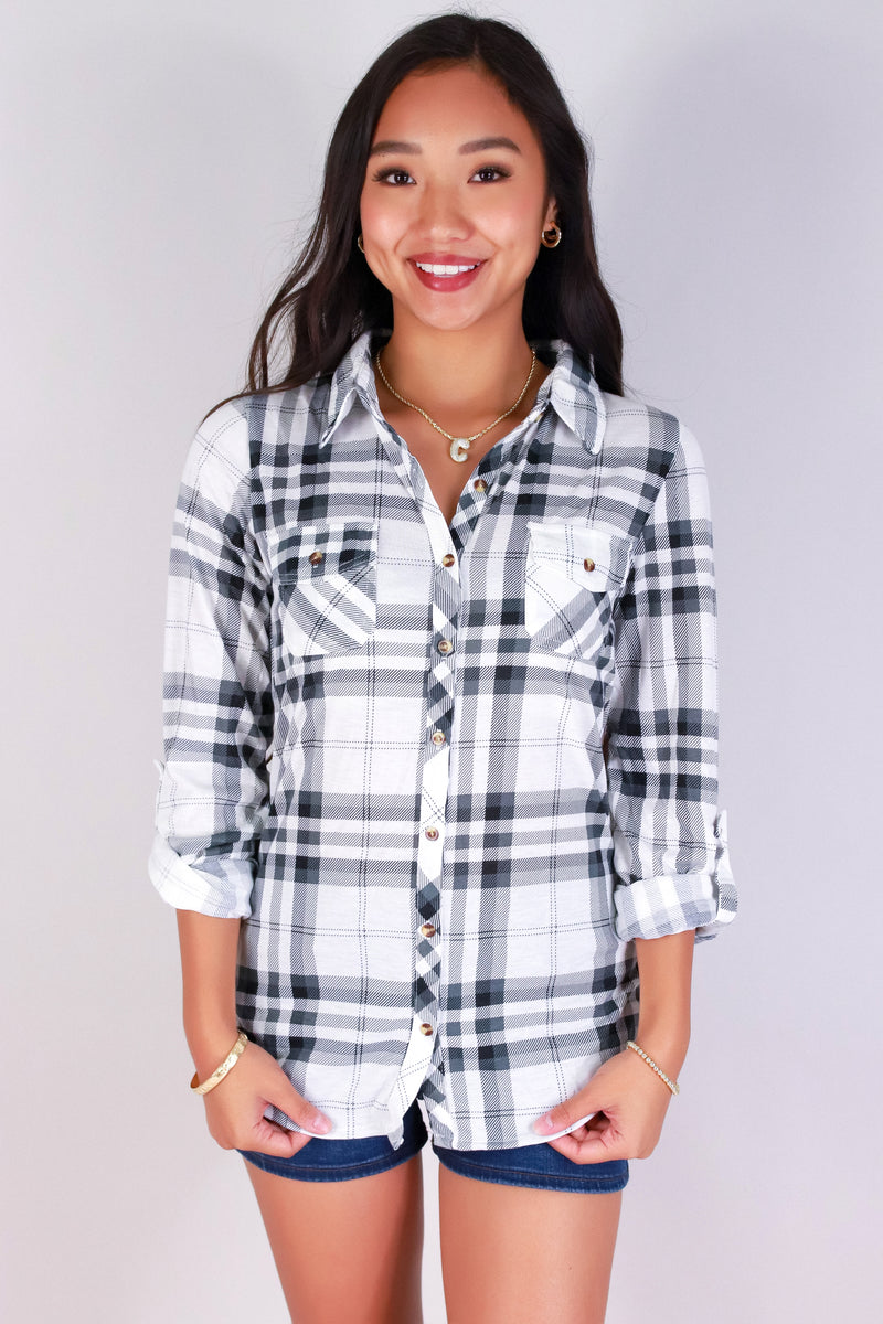 Jeans Warehouse Hawaii - LS PRINT - MAD FOR PLAID TOP | By PASSPORT/MS BUBBLES