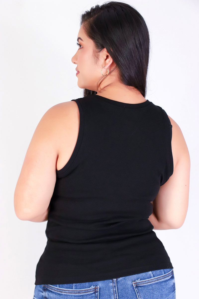 Jeans Warehouse Hawaii - PLUS BASIC RIB TANKS - ONE MORE CHANCE TOP | By CRESCITA APPAREL/SHINE I