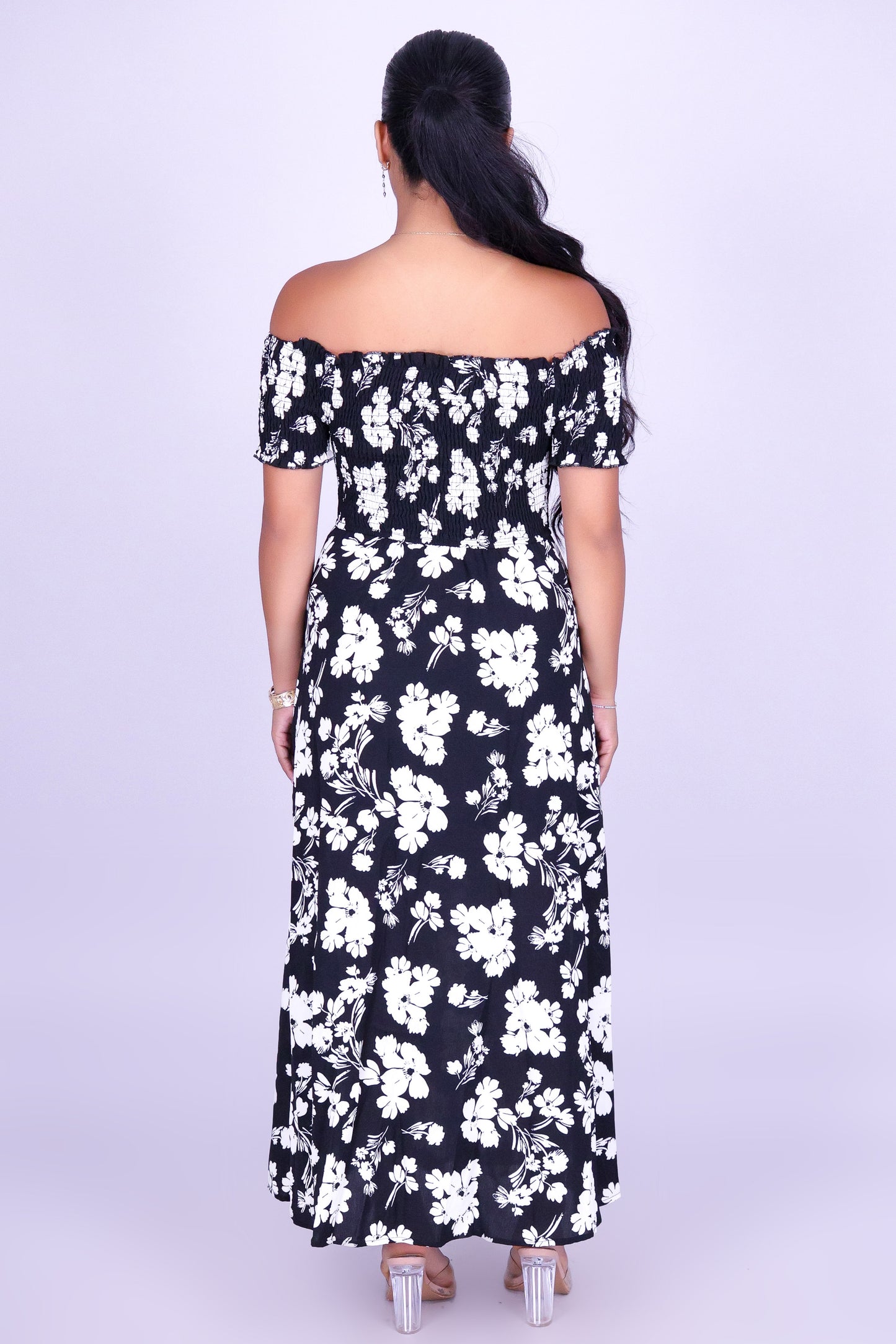 WHISPERING BLOOM OFF SHOULDER MAXI DRESS