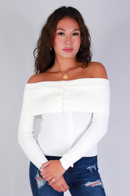 Jeans Warehouse Hawaii - SOLID LONG SLV TOPS - COZY BUT CUTE OFF SHOULDER TOP | By STYLE MELODY