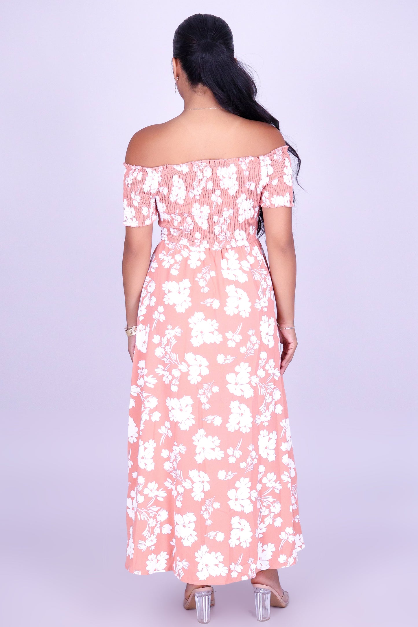 WHISPERING BLOOM OFF SHOULDER MAXI DRESS