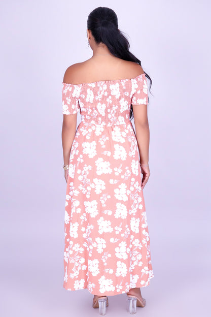 WHISPERING BLOOM OFF SHOULDER MAXI DRESS