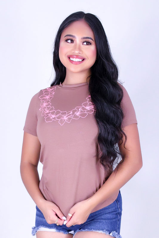 OUTLINE HIBISCUS LEI TEE