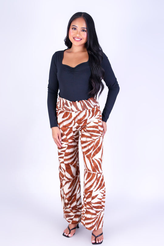 WATERCOLOR PARADISE SMOCKED WAIST PANTS