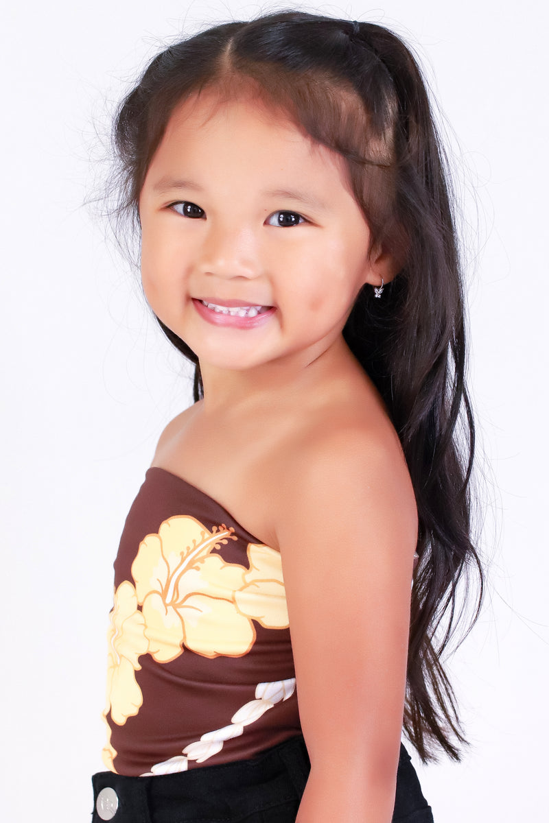 Jeans Warehouse Hawaii - S/L PRINT TOPS 2T-4T - HIBISCUS PIKAKE TUBE TOP | KIDS SIZE 2T-4T | By LUZ