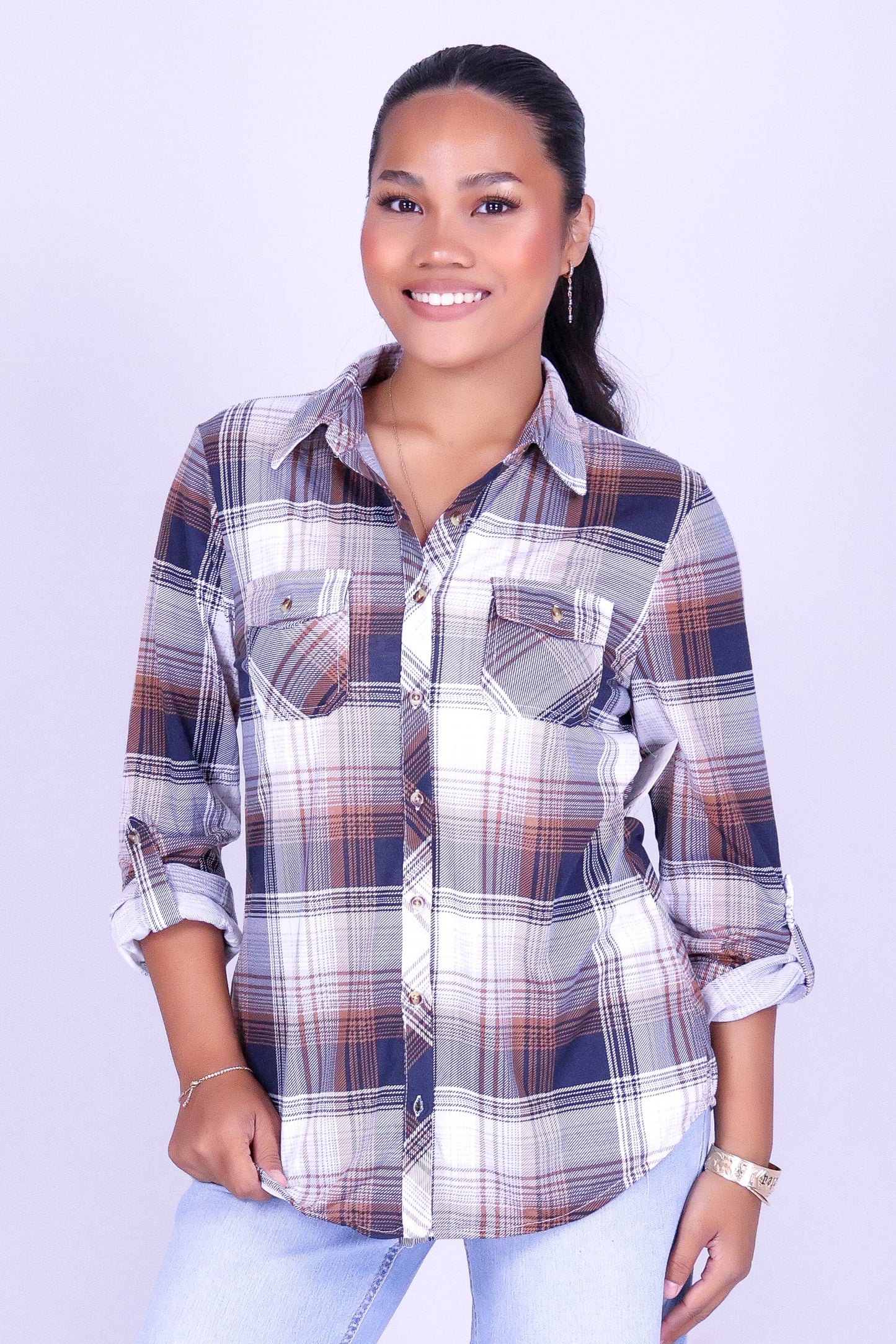 WEEKEND RETREAT PLAID TOP