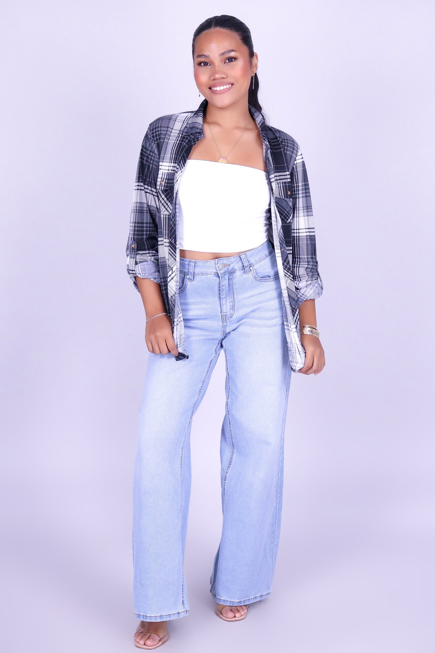 WEEKEND RETREAT PLAID TOP