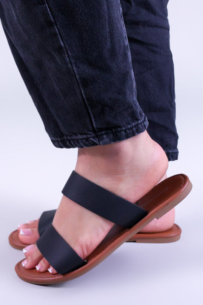 DOUBLE STRAP OPEN TOE FLAT