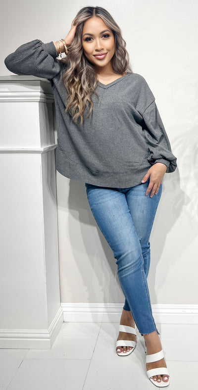 Jeans Warehouse Hawaii - 3/4 & L/S SOLID KNIT TOPS - OVERSIZED WAFFLE KNIT SWEATER | By ULTIMATE OFFPRICE