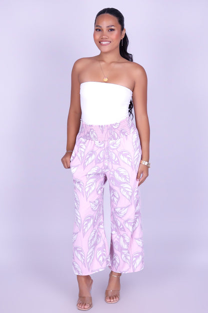 ISLAND OASIS SMOCKED WAIST CAPRI'S
