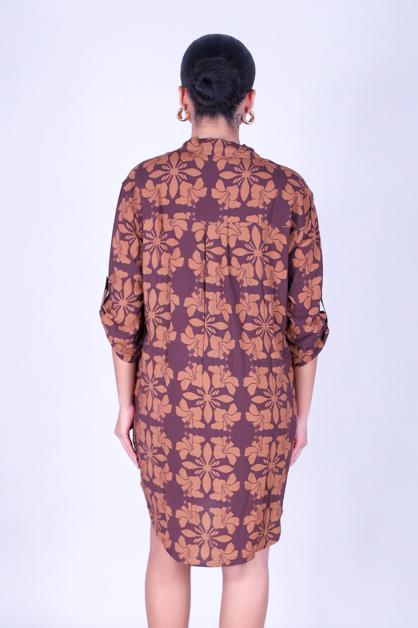 HIBISCUS QUILT BUTTON DOWN DRESS