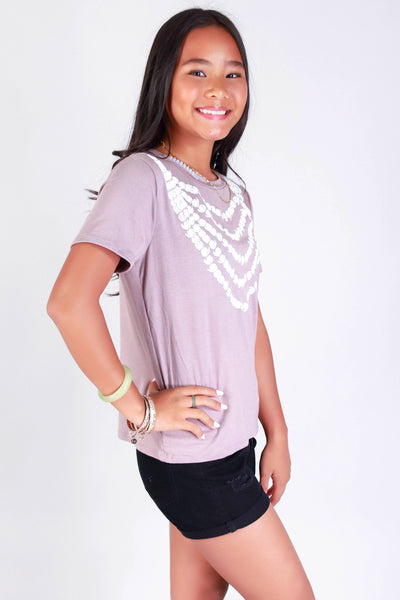 Jeans Warehouse Hawaii - S/S PRINT 2-16 - 5 STRAND PIKAKE LEI TEE | KIDS SIZE 2-16 | By LUZ