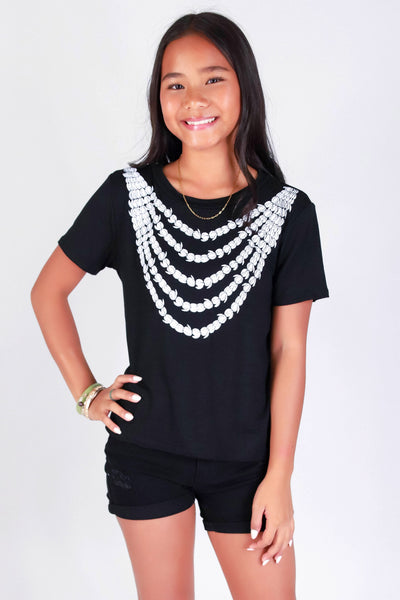 Jeans Warehouse Hawaii - S/S PRINT 2-16 - 5 STRAND PIKAKE LEI TEE | KIDS SIZE 2-16 | By LUZ