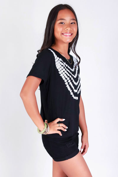 Jeans Warehouse Hawaii - S/S PRINT 2-16 - 5 STRAND PIKAKE LEI TEE | KIDS SIZE 2-16 | By LUZ