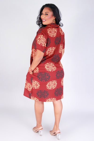 Jeans Warehouse Hawaii - PLUS PLUS WOVEN PRINT DRESSES - MANGO QUILT BUTTON DOWN DRESS | By LUZ