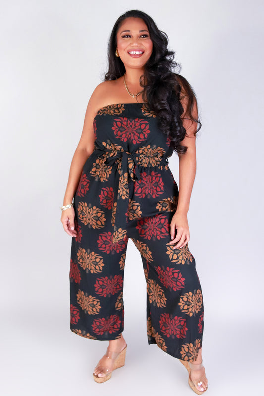 Jeans Warehouse Hawaii - PLUS PRINTED JUMPSUITS - MANGO QUILT TUBE JUMPSUIT | By LUZ