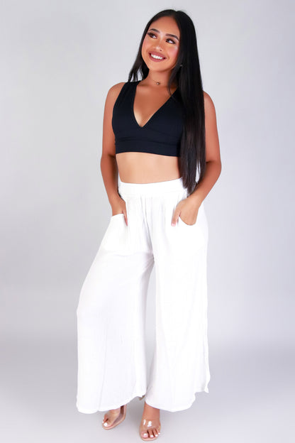 Jeans Warehouse Hawaii - SOLID WOVEN PANTS - EFFORTLESS FLOW PANTS | By ZENANA (KC EXCLUSIVE,INC