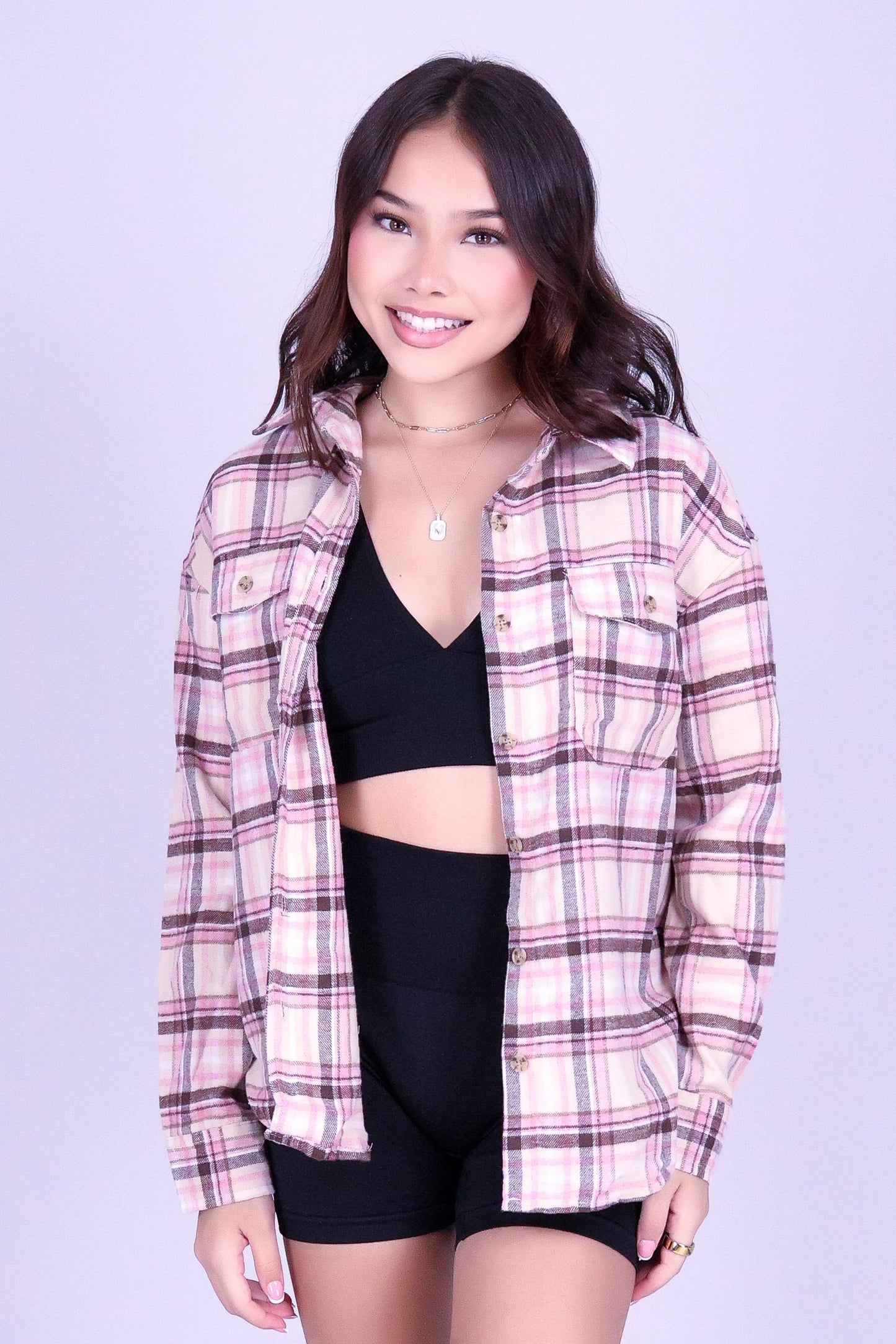 ROUGH CUT PLAID TOP