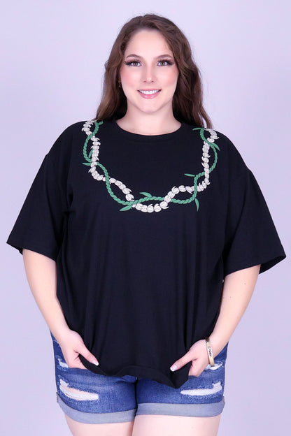 TI LEAF PIKAKE OVERSIZED LEI TEE