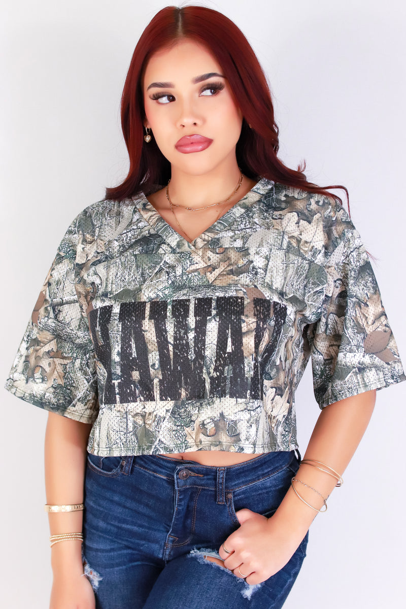Jeans Warehouse Hawaii - S/S PRINT WOVEN CASUAL TOPS - HAWAII CAMO JERSEY | By YELLOW CABBAGE