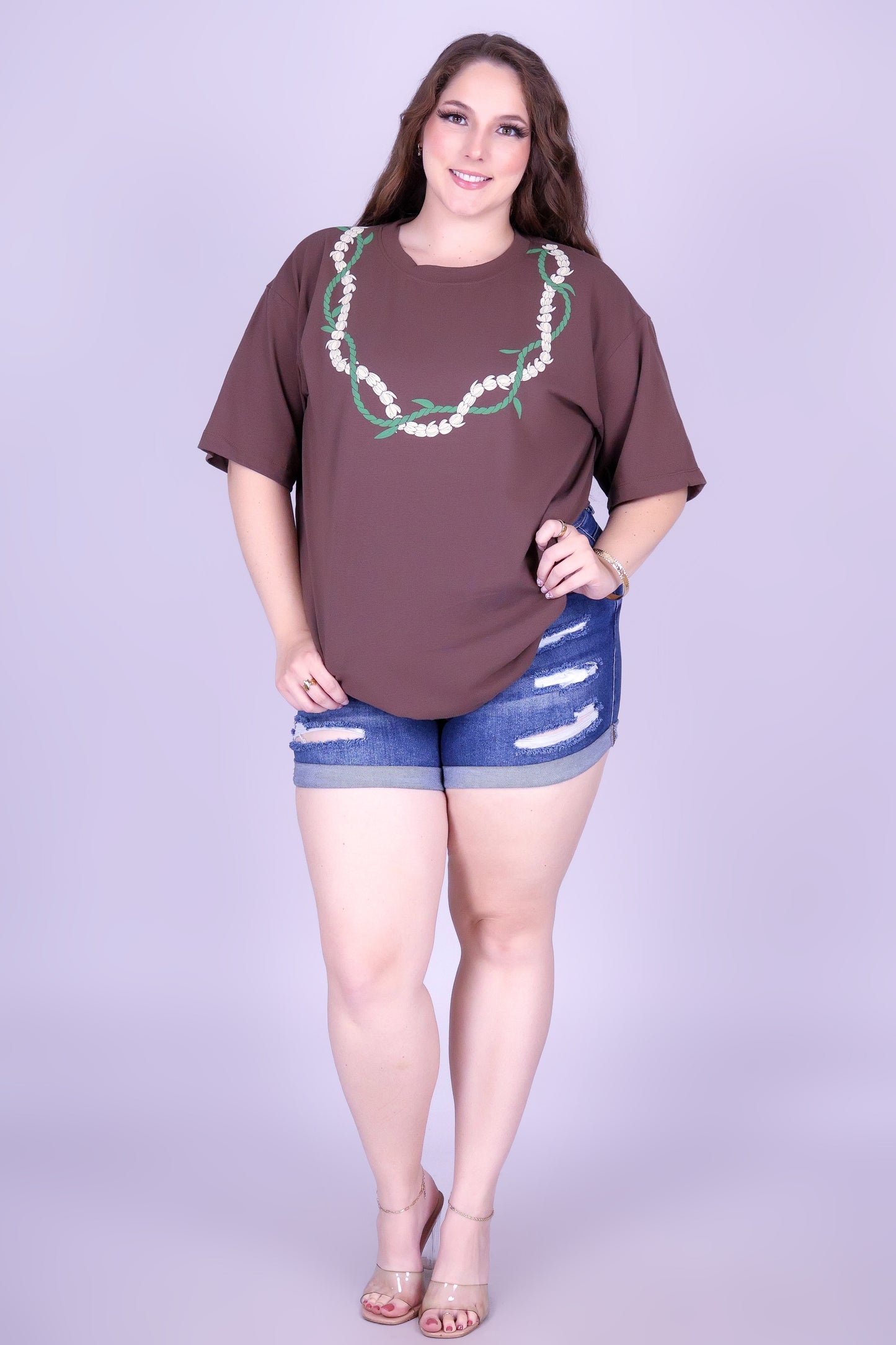 TI LEAF PIKAKE OVERSIZED LEI TEE