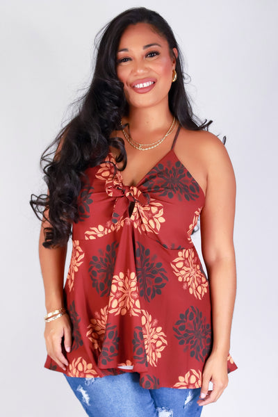 Jeans Warehouse Hawaii - PLUS S/L PRINT WOVEN TOPS - MANGO QUILT TIE FRONT TOP | By LUZ