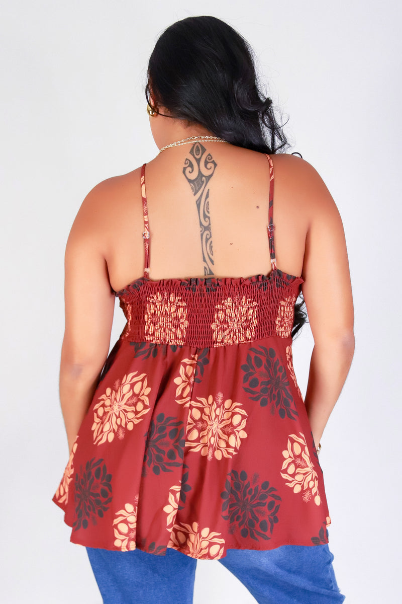 Jeans Warehouse Hawaii - PLUS S/L PRINT WOVEN TOPS - MANGO QUILT TIE FRONT TOP | By LUZ