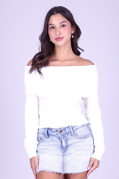 IT'S COLD OUTSIDE OFF SHOULDER SWEATER