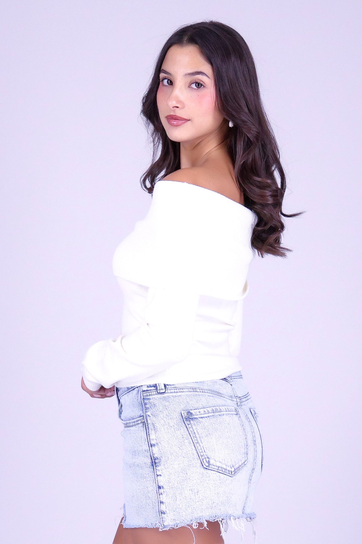 IT'S COLD OUTSIDE OFF SHOULDER SWEATER
