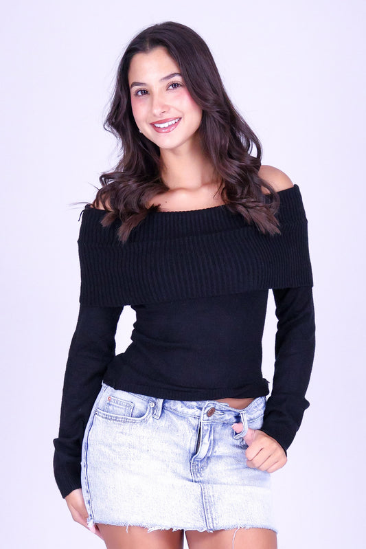 IT'S COLD OUTSIDE OFF SHOULDER SWEATER