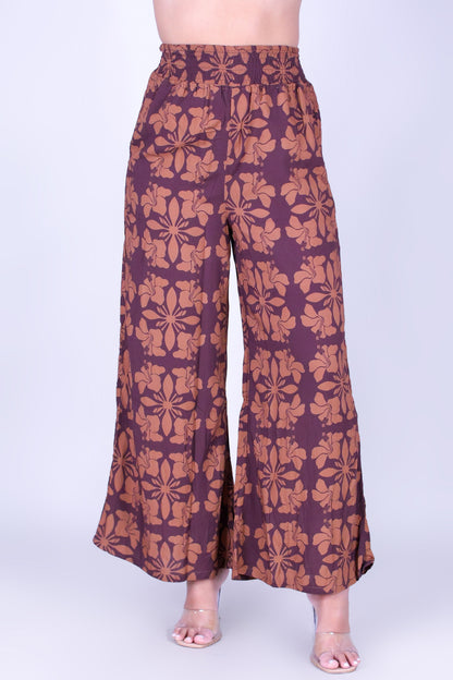 HIBISCUS QUILT SMOCKED WAIST PANTS