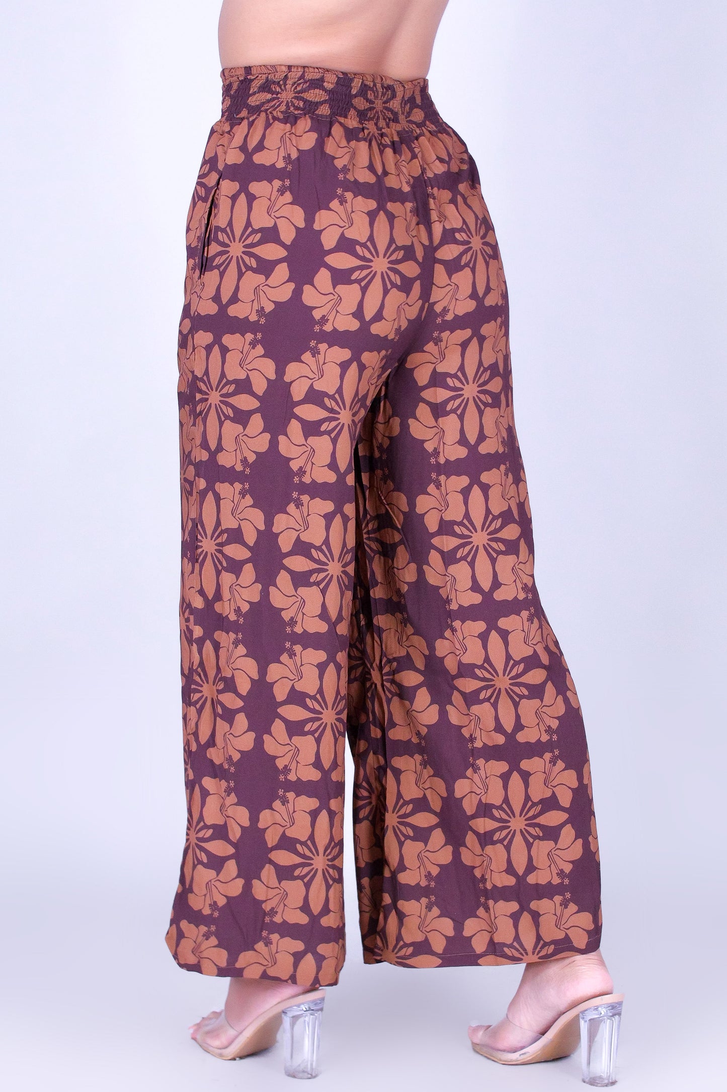 HIBISCUS QUILT SMOCKED WAIST PANTS
