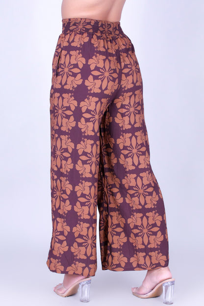 HIBISCUS QUILT SMOCKED WAIST PANTS