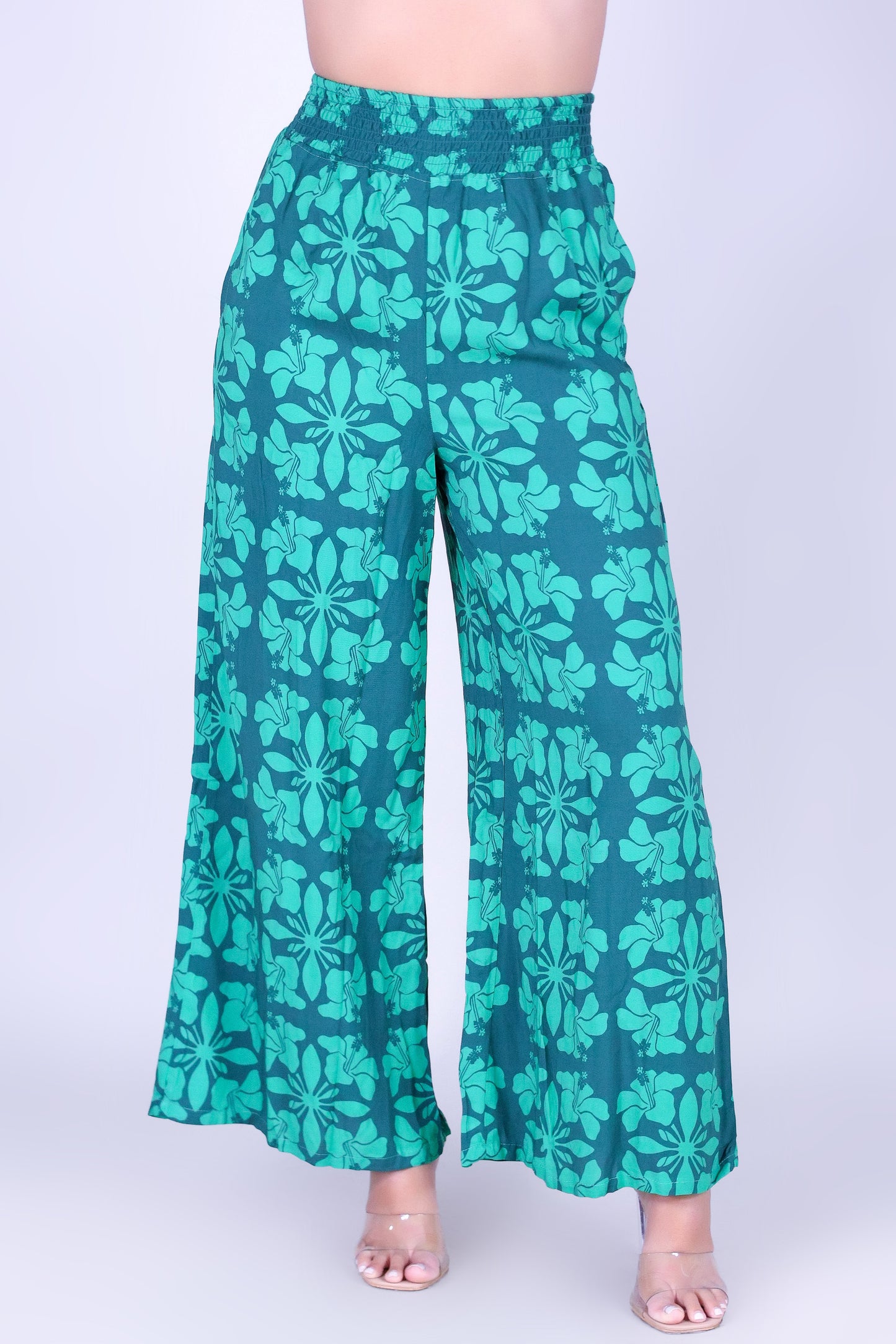 HIBISCUS QUILT SMOCKED WAIST PANTS
