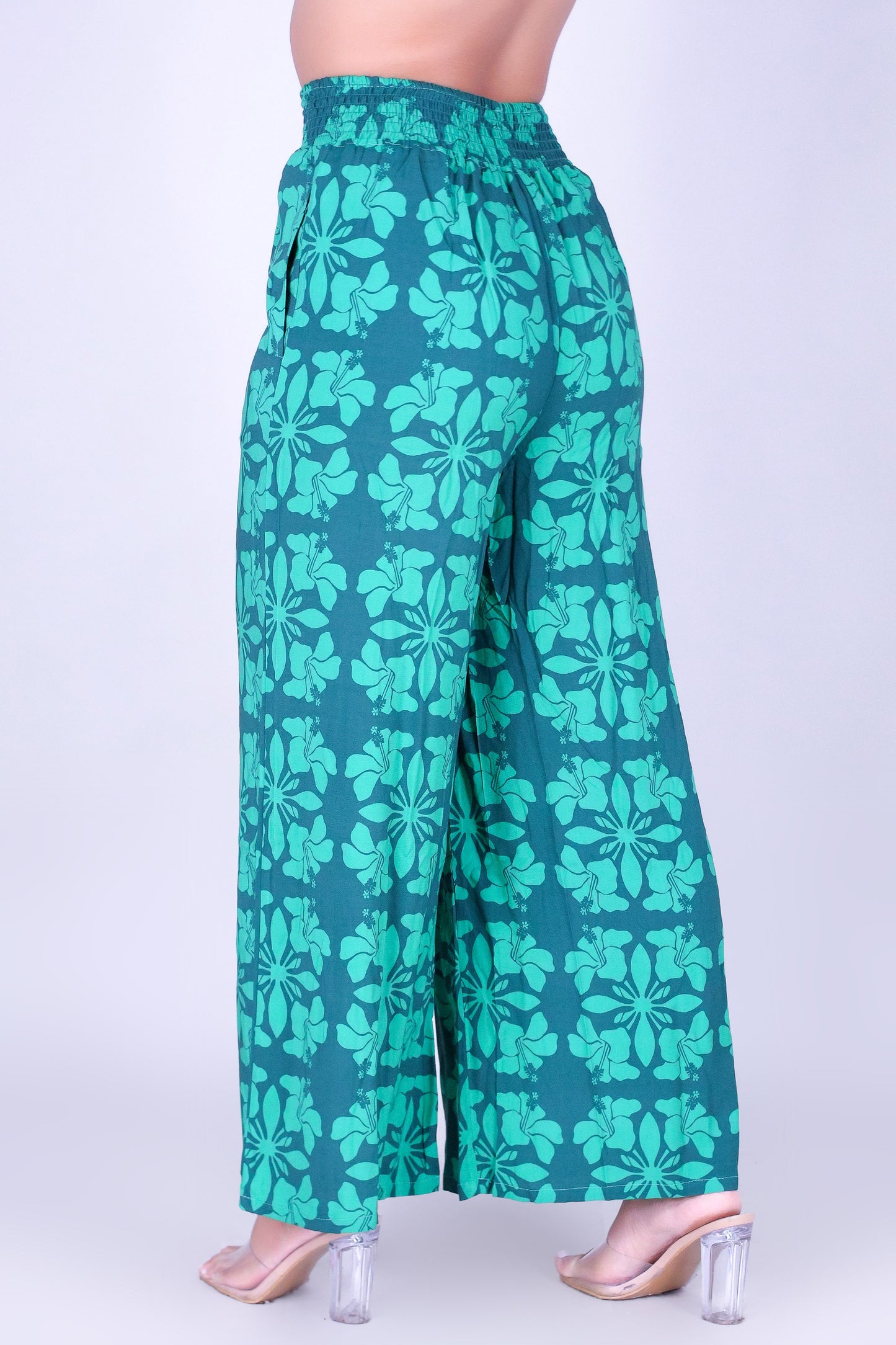 HIBISCUS QUILT SMOCKED WAIST PANTS