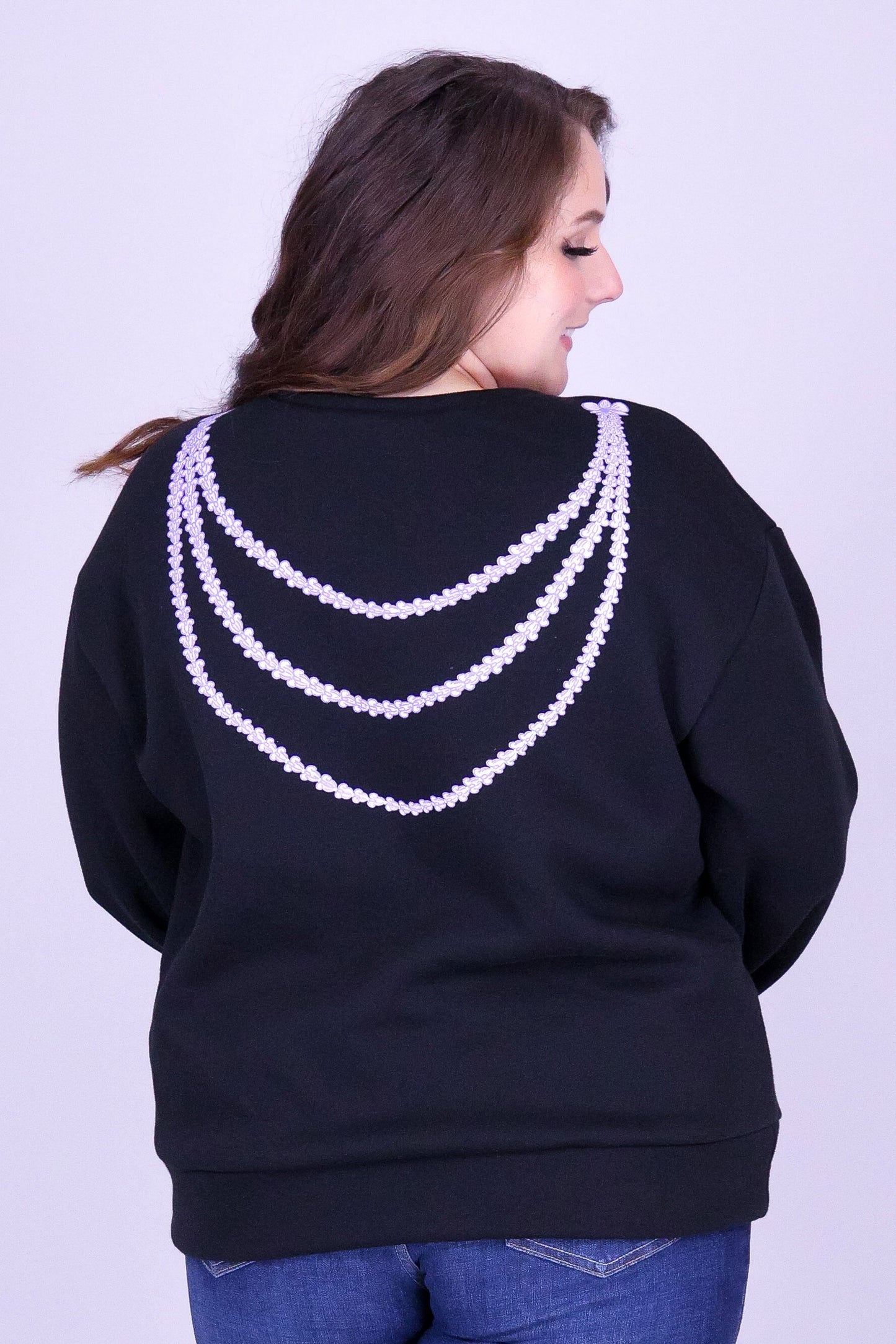 ORCHID CROWN FLOWER LEI BACK SWEATER