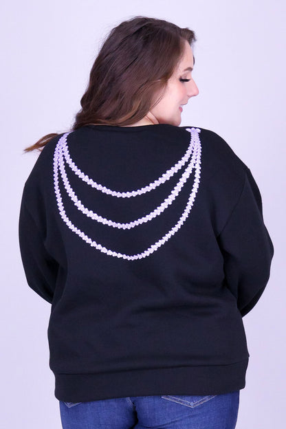 ORCHID CROWN FLOWER LEI BACK SWEATER