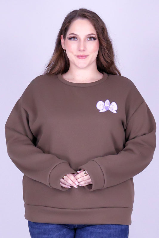 ORCHID CROWN FLOWER LEI BACK SWEATER