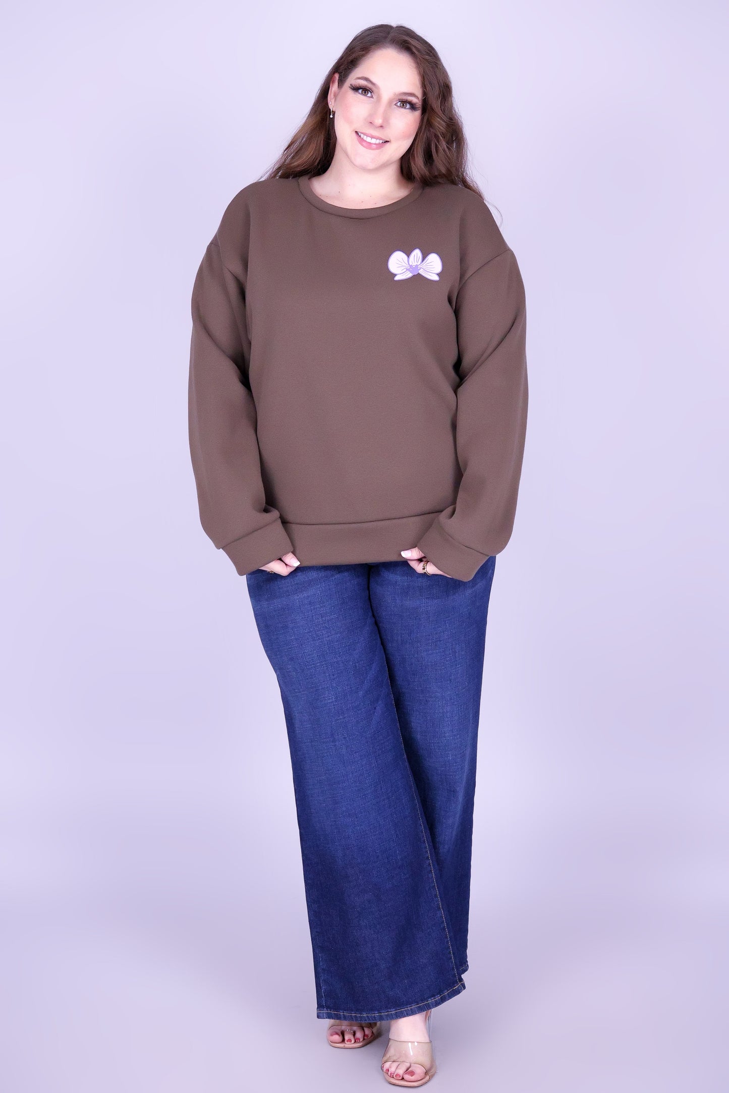 ORCHID CROWN FLOWER LEI BACK SWEATER