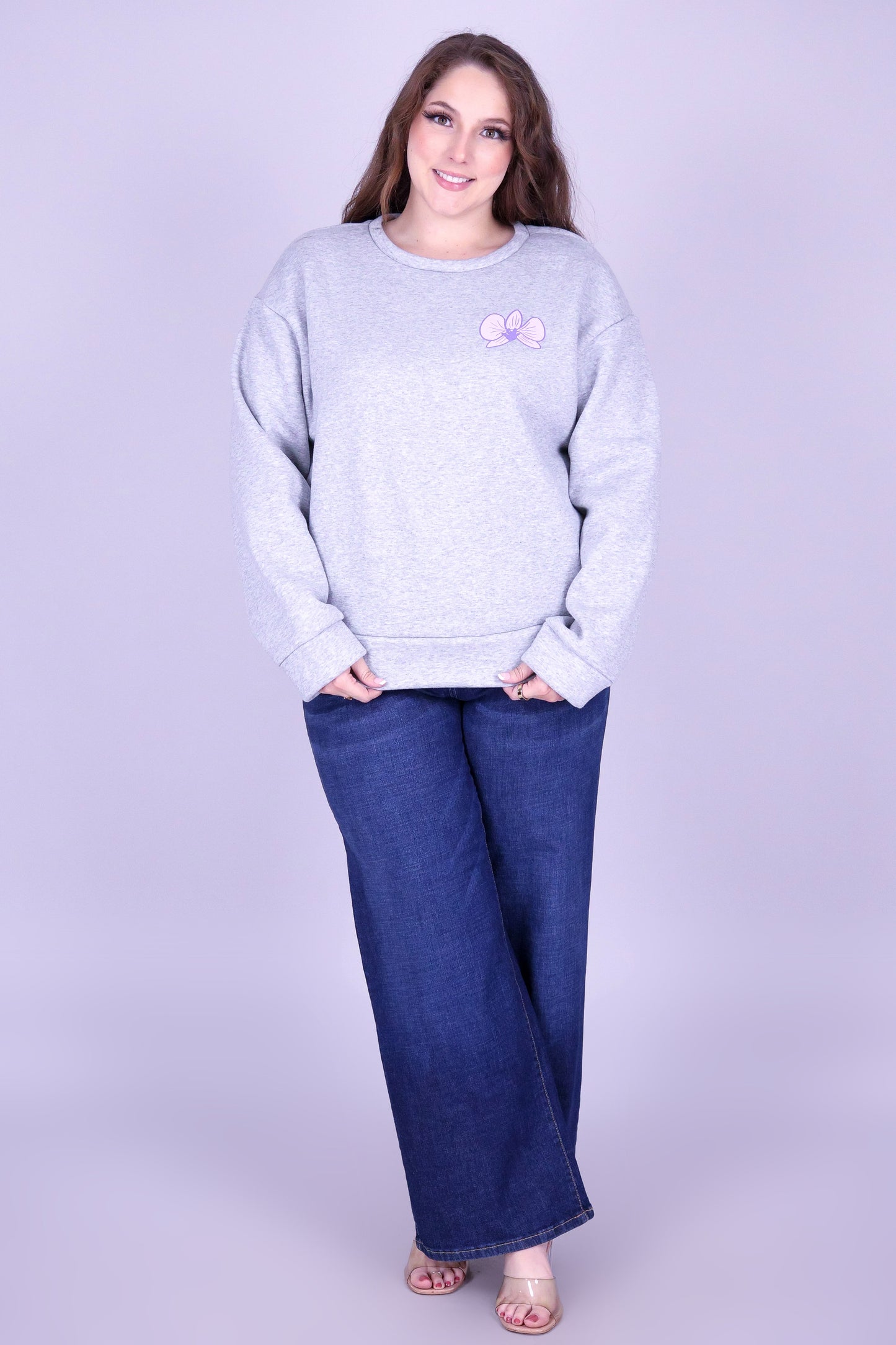 ORCHID CROWN FLOWER LEI BACK SWEATER