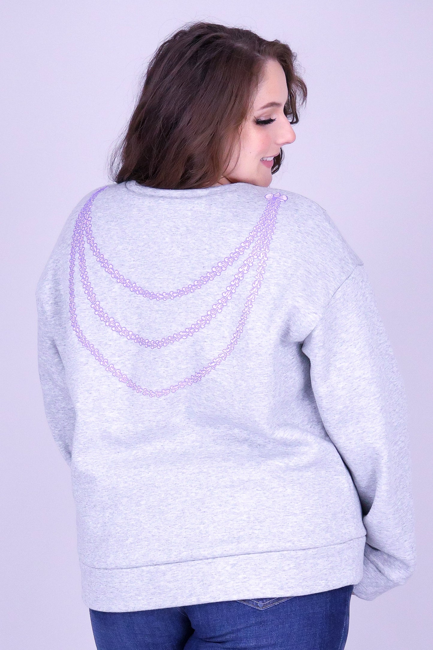 ORCHID CROWN FLOWER LEI BACK SWEATER