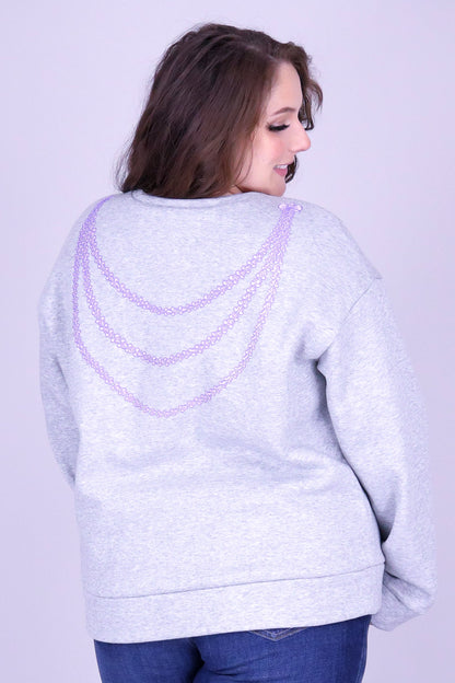 ORCHID CROWN FLOWER LEI BACK SWEATER