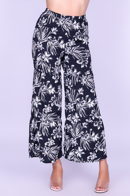 PALM & PETAL TIERED PANTS